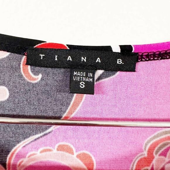 TIANA B Dress Womens Size Small Pink Paisley Sleeveless Maxi Side Slit - Picture 3 of 4